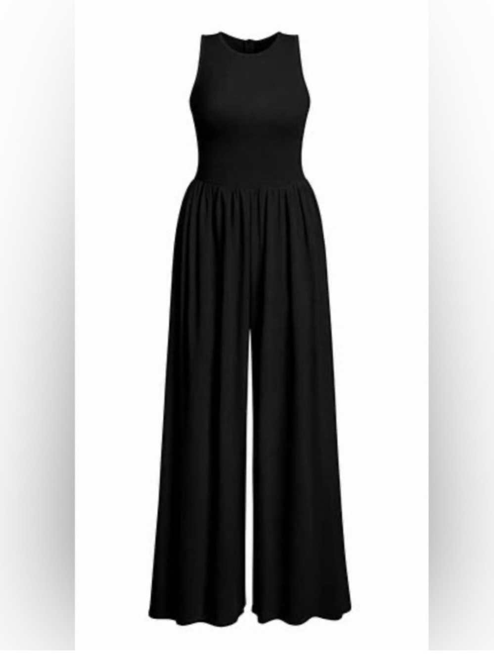 OQQ Black wide leg jumpsuit large